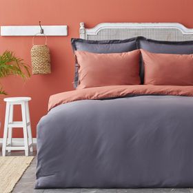 Karaca Home Basic Terecota Antrasit Çift Taraflı Çift Kişilik Nevresim Takımı