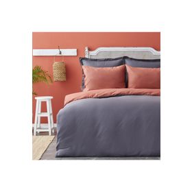Karaca Home Basic Terecota Antrasit Çift Taraflı Çift Kişilik Nevresim Takımı