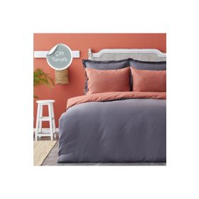 Karaca Home Basic Terecota Antrasit Çift Taraflı Çift Kişilik Nevresim Takımı