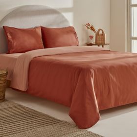 Karaca Home Basis %100 Pamuk Terracota Çift Kişilik Nevresim Takımı