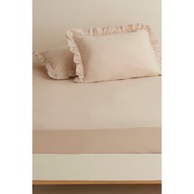 Karaca Home Bej Basic %100 Pamuk Çift Kişilik Düz Çarşaf