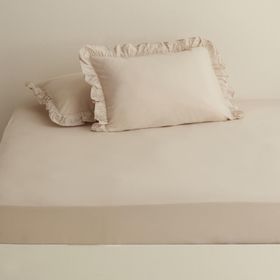 Karaca Home Bej Basic %100 Pamuk Çift Kişilik Düz Çarşaf