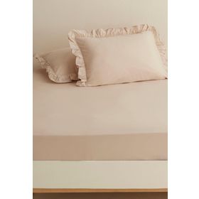 Karaca Home Bej Basic %100 Pamuk Çift Kişilik Düz Çarşaf