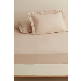 Karaca Home Bej Basic %100 Pamuk Çift Kişilik Düz Çarşaf