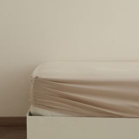 Karaca Home Bej Basic %100 Pamuk Çift Kişilik Lastikli Çarşaf