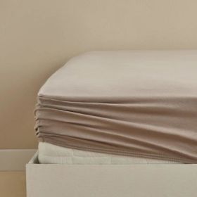 Karaca Home Bej Basic %100 Pamuk Çift Kişilik Lastikli Çarşaf