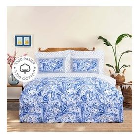 Karaca Home Bellance %100 Pamuk Mavi Çift Kişilik Nevresim Takımı