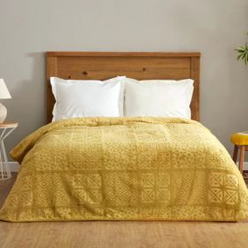 Karaca Home Blair Tek Kişilik Embos Hardal Battaniye