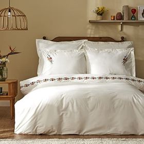 Karaca Home Blance Çift Kişilik Nakışlı Beyaz Nevresim Takımı