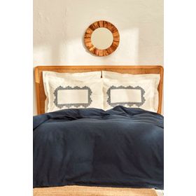 Karaca Home Candice %100 Pamuk Nakışlı Mavi Çift Kişilik Pike Takımı