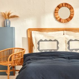 Karaca Home Candice %100 Pamuk Nakışlı Mavi Çift Kişilik Pike Takımı