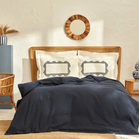 Karaca Home Candice %100 Pamuk Nakışlı Mavi Çift Kişilik Pike Takımı