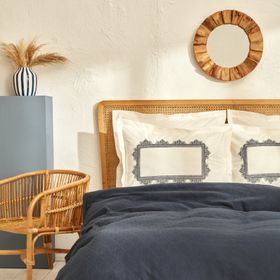 Karaca Home Candice %100 Pamuk Nakışlı Mavi Çift Kişilik Pike Takımı