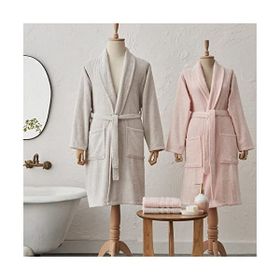 Karaca Home Carli 4 Parça Bornoz/Baş Havlusu Pudra Gri Aile Banyo Seti