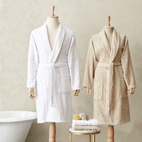 Karaca Home Carli Offwhite Bej 4 Parça Bornoz/Baş Havlusu Aile Banyo Seti