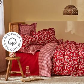 Karaca Home Carlo %100 Pamuk Kırmızı Çift Kişilik Nevresim Takımı
