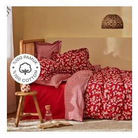 Karaca Home Carlo %100 Pamuk Kırmızı Çift Kişilik Nevresim Takımı