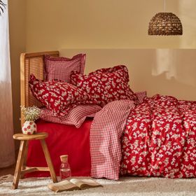 Karaca Home Carlo %100 Pamuk Kırmızı Tek Kişilik Nevresim Takımı