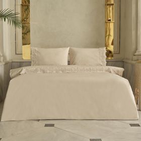Karaca Home Carmello Brodeli %100 Pamuk Bej Çift Kişilik Nevresim Takımı