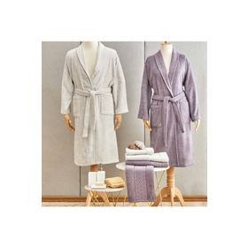 Karaca Home Casita Floş 6 Parça Gri Mürdüm Aile Banyo Seti