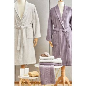 Karaca Home Casita Floş 6 Parça Gri Mürdüm Aile Banyo Seti