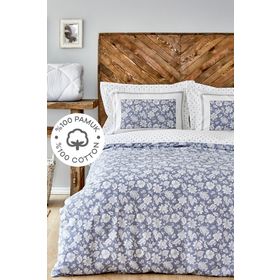 Karaca Home Celerina Mavi %100 Pamuk Tek Kişilik Nevresim Takımı