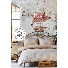 Karaca Home Charm Bold Saten Bej Çift Kişilik Nevresim Takımı