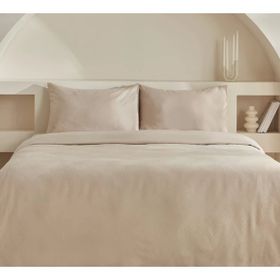 Karaca Home Charm Sion %100 Pamuk Bej Jakarlı Saten King Size Nevresim Takımı
