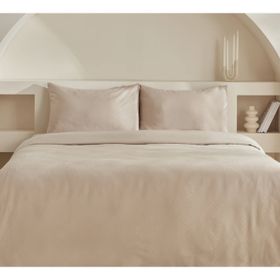 Karaca Home Charm Sion %100 Pamuk Bej Jakarlı Saten King Size Nevresim Takımı