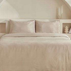 Karaca Home Charm Sion %100 Pamuk Bej Jakarlı Saten King Size Nevresim Takımı
