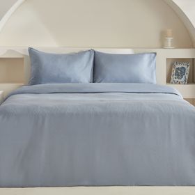 Karaca Home Charm Sion %100 Pamuk Jakarlı Saten Mavi Çift Kişilik Nevresim Takımı