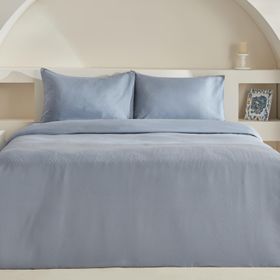 Karaca Home Charm Sion %100 Pamuk Jakarlı Saten Mavi Çift Kişilik Nevresim Takımı