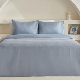 Karaca Home Charm Sion %100 Pamuk Jakarlı Saten Mavi Çift Kişilik Nevresim Takımı