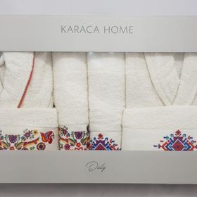 Karaca Home Chipas Offwhite Nakışlı Aile Banyo Seti