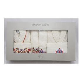 Karaca Home Chipas Offwhite Nakışlı Aile Banyo Seti