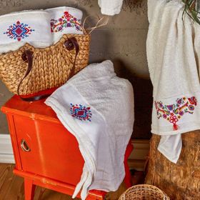 Karaca Home Chipas Offwhite Nakışlı Aile Banyo Seti