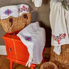 Karaca Home Chipas Offwhite Nakışlı Aile Banyo Seti