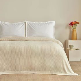 Karaca Home Cool Touch Bej Çift Kişilik Triko Battaniye