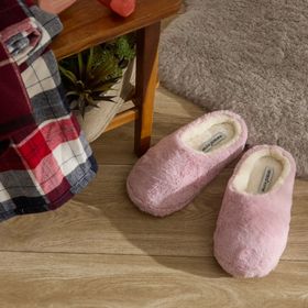 Karaca Home Cosy Pembe-Beyaz Peluş Kadın Ev Terliği