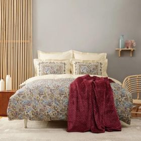 Karaca Home Cottage 200x220 cm Desenli Bordo Çift Kişilik Battaniyeli Set