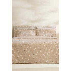 Karaca Home Daisy %100 Pamuk Bej Çift Kişilik Nevresim Takımı