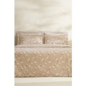 Karaca Home Daisy %100 Pamuk Bej Çift Kişilik Nevresim Takımı