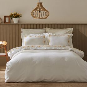 Karaca Home Doğasever Nora Bambu Nakışlı Sarı Çift Kişilik Nevresim Takımı