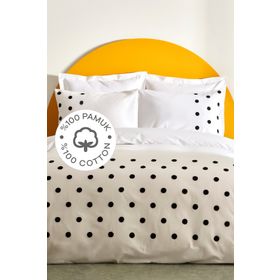 Karaca Home Dots Beyaz %100 Pamuk Çift Kişilik Nevresim Takımı