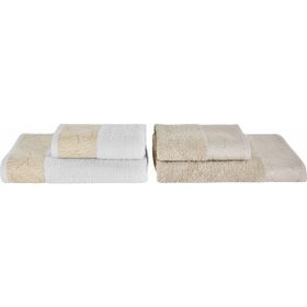 Karaca Home Edna 4 Parça Off White Bej Banyo Baş Havlusu Hamam Seti