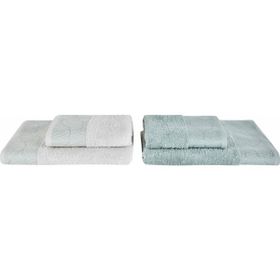 Karaca Home Edna 4 Parça Off White Mint Banyo Baş Havlusu Hamam Seti