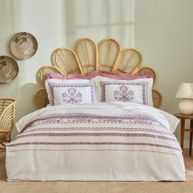 Karaca Home Efren %100 Pamuk Çift Kişilik Mürdüm Pike Takımı