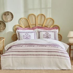 Karaca Home Efren %100 Pamuk Çift Kişilik Mürdüm Pike Takımı