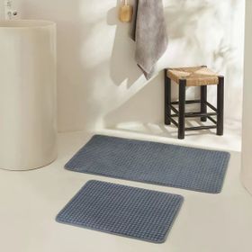 Karaca Home Ekose Embos Indigo 2'li Banyo Paspası