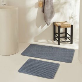 Karaca Home Ekose Embos Indigo 2'li Banyo Paspası